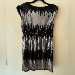 NWT sequin silver and black sleeveless dress size S